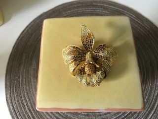Joan Rivers Orchid Brooch/pin Gold/purple Retired Large Cond