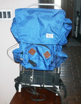 Vintage Ems Eastern Mountain Sports Blue External Frame Backpack Made In Usa