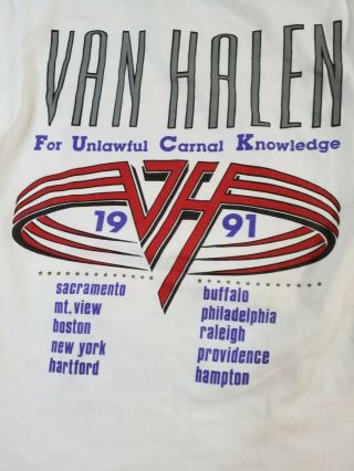 Vtg 1991 Van Halen For Unlawful Carnal Knowledge Tour T shirt Bootleg 50/50 L 3