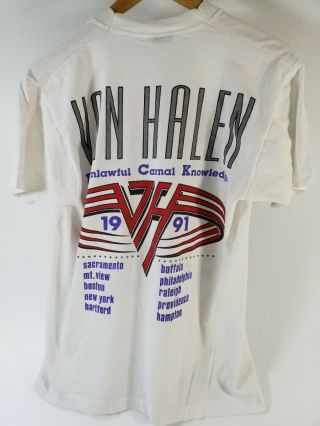 Vtg 1991 Van Halen For Unlawful Carnal Knowledge Tour T shirt Bootleg 50/50 L 4