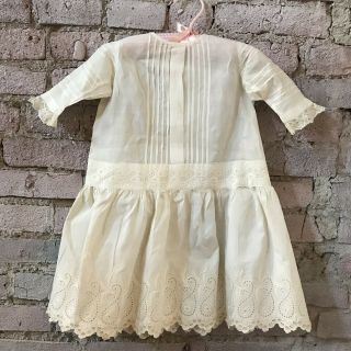 Antique Dress Girl Child Edwardian White Cotton Lace Victorian Bonnet