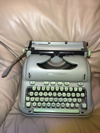 Vintage Hermes 3000 Typewriter Seafoam Green With Case And Brush
