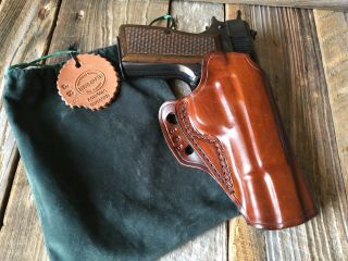 Red Nichols Vtg Style Horsehide Brown Leather Owb Holster For Browning Hi Power