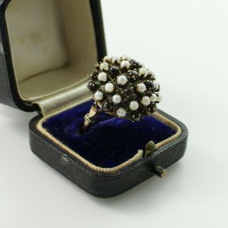 Antique Vintage Deco 14k Rose Gold Russian Black Star Sapphire Pearl Ring S 7.  25