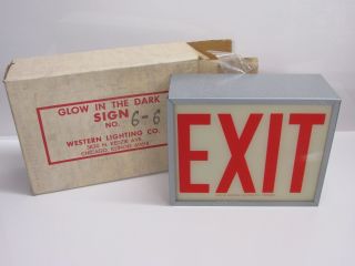 Nos Vintage Western Lighting Glow In The Dark Exit Lighted Sign,  2 - Sided,  6 - 6