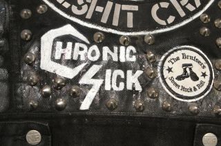 Vtg Punk Studded Black Denim Vest hardcore Special Duties Chronic Sick Motorhead 3