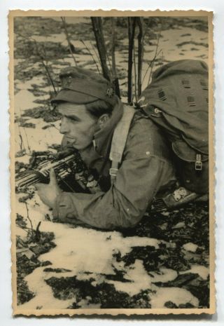 German Wwii Archive Photo: Gebirgsjäger Mountain Troops Soldier In Combat Action