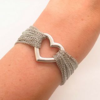Tiffany & Co.  925 Sterling Silver Designer Heart Multi Chain Toggle Bracelet