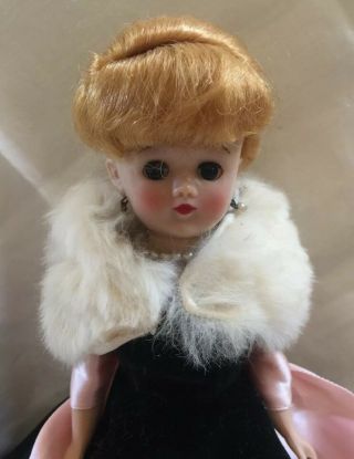 Vintage Vogue Jill Doll 10” Blonde W/ Black Gown Fur Stole 1957 2