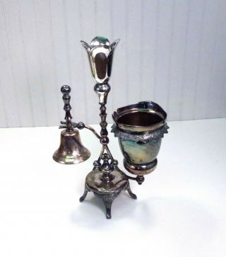 Antique Aesthetic Movement Silverplate Spoon Holder Butler Bell Vase Combo Stand