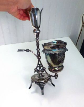Antique Aesthetic Movement Silverplate Spoon Holder Butler Bell Vase Combo Stand 4