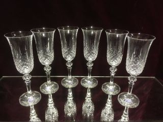 Vtg.  Bohemia Crystal Champagne Glasses Stemware Flutes Set Of 6
