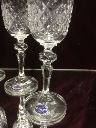 VTG.  BOHEMIA CRYSTAL CHAMPAGNE GLASSES STEMWARE FLUTES SET OF 6 4