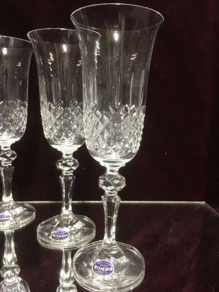 VTG.  BOHEMIA CRYSTAL CHAMPAGNE GLASSES STEMWARE FLUTES SET OF 6 5