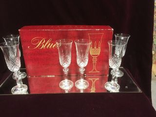 VTG.  BOHEMIA CRYSTAL CHAMPAGNE GLASSES STEMWARE FLUTES SET OF 6 8