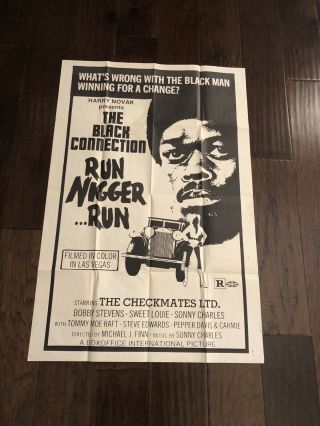 1973 Run Ni Gr Run Blaxploitation One Sheet Vintage Movie Poster Rare