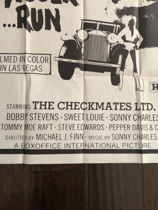 1973 RUN NI GR RUN Blaxploitation One Sheet Vintage Movie Poster Rare 9