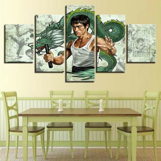 Bruce Lee The Chinese Dragon Vintage Movie Poster 5 Panel Canvas Print Wall Art 2