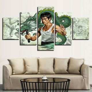 Bruce Lee The Chinese Dragon Vintage Movie Poster 5 Panel Canvas Print Wall Art 3