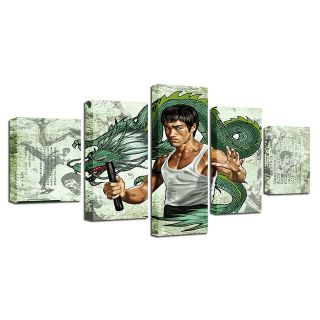 Bruce Lee The Chinese Dragon Vintage Movie Poster 5 Panel Canvas Print Wall Art 4