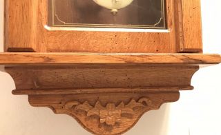 Vintage Oak Pendulum Wall Clock Roman Numerals 3