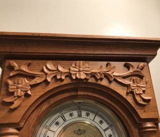 Vintage Oak Pendulum Wall Clock Roman Numerals 4