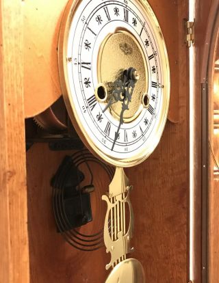 Vintage Oak Pendulum Wall Clock Roman Numerals 7