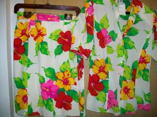 Emanuel Ungaro Paris Vintage Skirt And Ss Blouse Sz 10 Silk Floral 1 Side Pleat