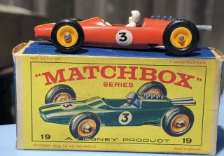Vintage Matchbox Lesney 19 Lotus Race Car Rare Orange