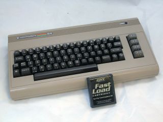 Vintage Commodore 64 Computer,  Power Supply & Epyx Fast Load Cartridge