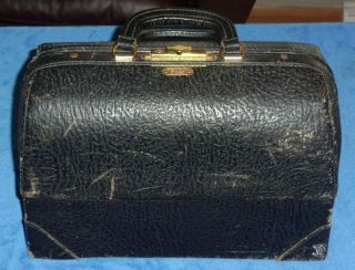 Vintage Large Emdee Medical Doctor Bag Case By Schell Loaded With Instruments