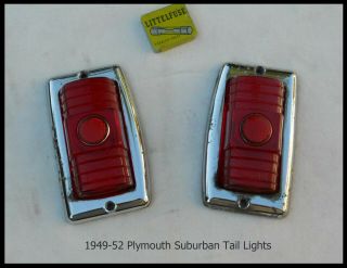 Vintage 1949 - 1952 Plymouth Suburban Tail Lens Pair 1950 - 1951 Savoy Wagon Mopar
