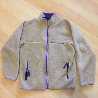 Vintage Patagonia Full Zip Fleece Jacket Rare Color Oatmeal/ Purple.  Unisexy
