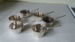 Set Of Six Silver Plated Antique Hukin Heath Brandy /spirit/ Toddy Warmer Pans