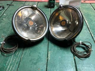Large Pair Vintage Trippe Safety Lights Car Truck Automobile Early Driving Lamp
