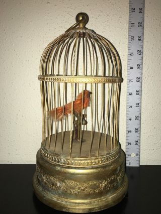 Rare French Wind - Up Mechanical Bird Cage Automaton Bontems Made In France