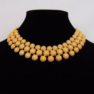 Vintage Les Bernard Gold Nugget Tone Heavy Choker Necklace Couture Runway 80’s