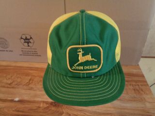 Vintage Nos Louisville Mfg.  John Deere Patch Mesh Snapback Trucker Hat Usa (s2)