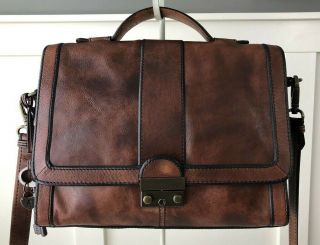 Fossil Vintage Reissue Whiskey Brown Leather Crossbody Messenger Shoulder Bag