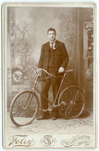 Vintage Bike Rare: Man With A Pneumatic Bicycle Cabinet Card