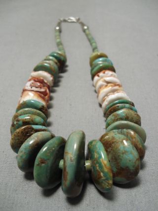 Huge Vintage Navajo Royston Turquoise Sterling Silver Heishi Necklace