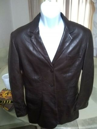 Vintage Giorgio Armani Womens Soft Lamb Leather Jacket Large Brown