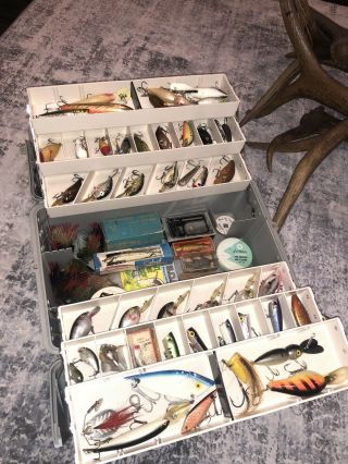 Vintage Tackle Box Full Of Lures 50,  