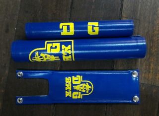 Blue Vinyl Padset With Yellow Dg Bmx Oldschool Snap Button Vintage Rare