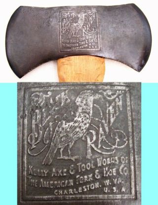 Kelly Black Raven Embossed Dbl Bit Axe True Temper Vintage Old Stock Handle