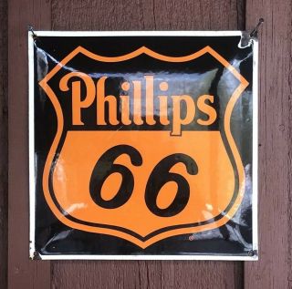Vintage Phillips 66 Pump Plate Porcelain Gas Station Advertising Sign