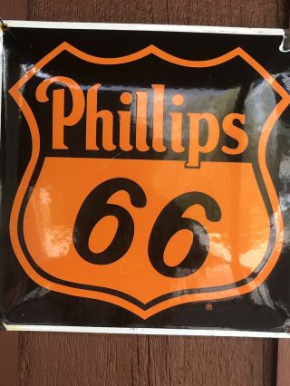 Vintage Phillips 66 Pump Plate Porcelain Gas Station Advertising Sign 2