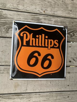 Vintage Phillips 66 Pump Plate Porcelain Gas Station Advertising Sign 3