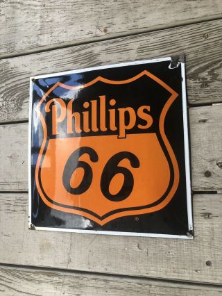 Vintage Phillips 66 Pump Plate Porcelain Gas Station Advertising Sign 4