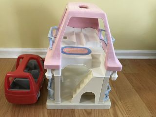 Vtg Little Tikes Grandma’s Pink Roof Dollhouse,  furniture/Fisher Price family 5
